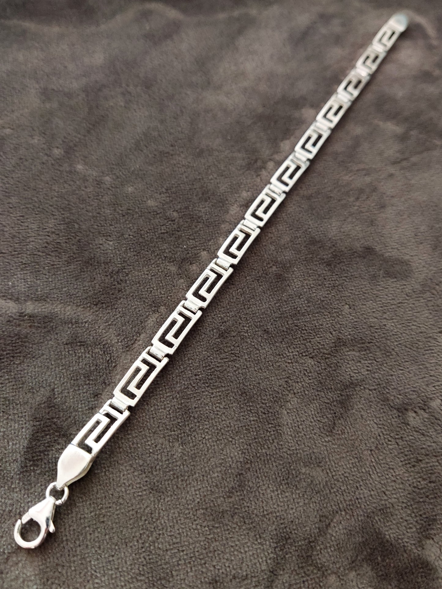 Sterling Silver 925 Greek Key Bracelet 6mm