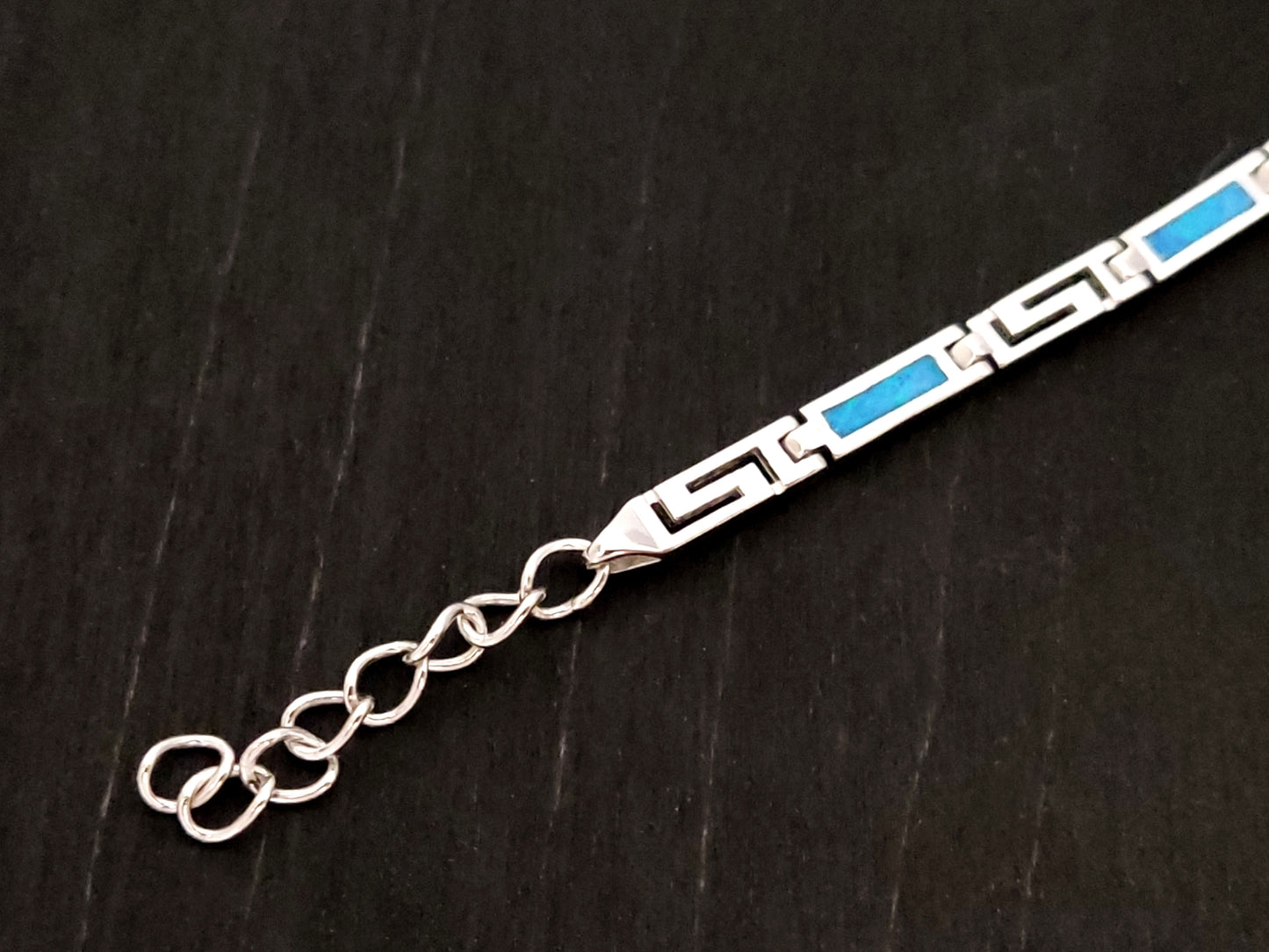 Blue Opal Silver Bracelet 3mm