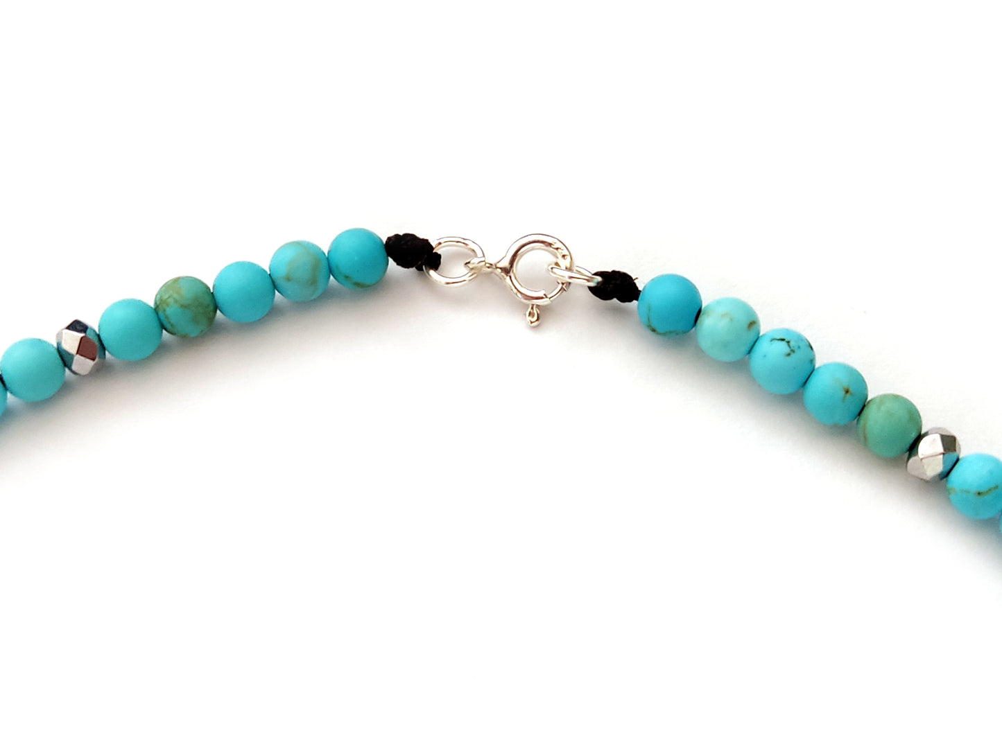 Greek Evil Eye Turquoise Silver Necklace