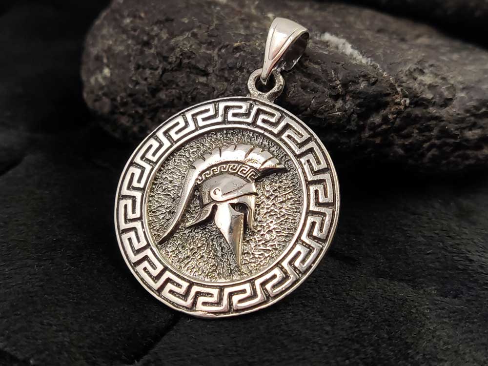 Gift-ready Sterling Silver Greek warrior pendant, perfect for history lovers, mythology enthusiasts, and collectors.