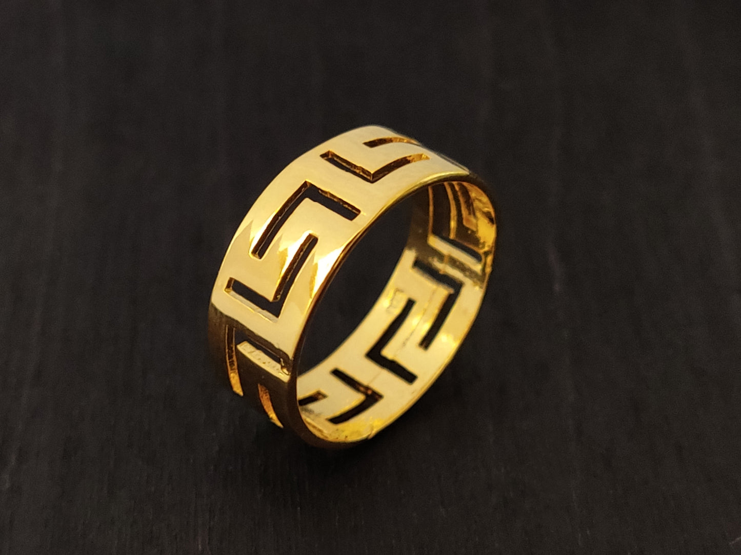 Bague en Argent Plaqué Or Clé Grecque 8mm