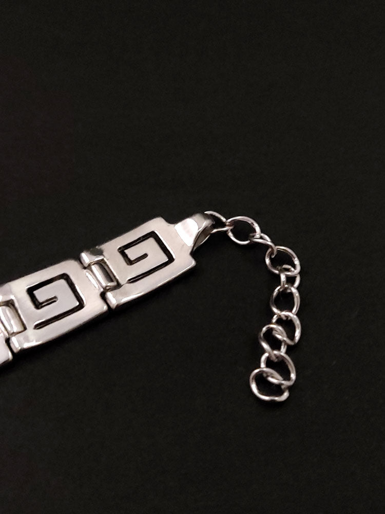 Greek White Opal Silver Bracelet 8mm