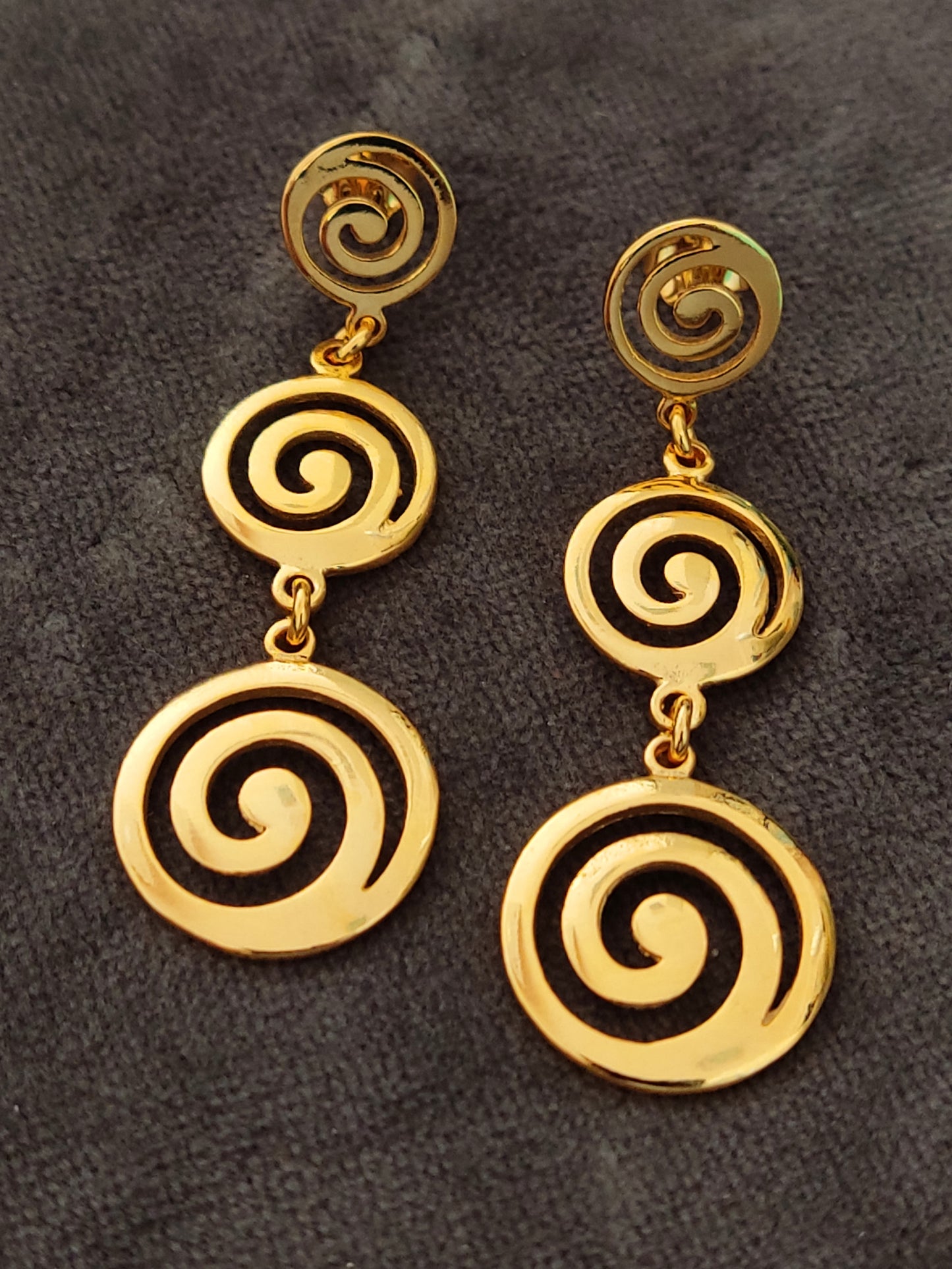 Greek Triple Spiral Gradual Gold Plated Silver Earrings