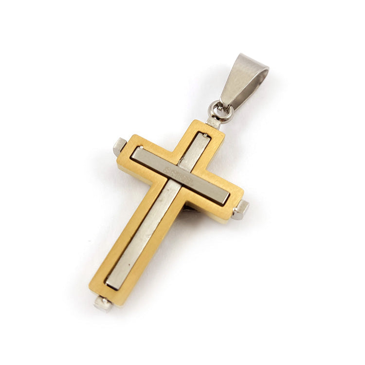 “Hallmarked Greek cross pendant close-up”