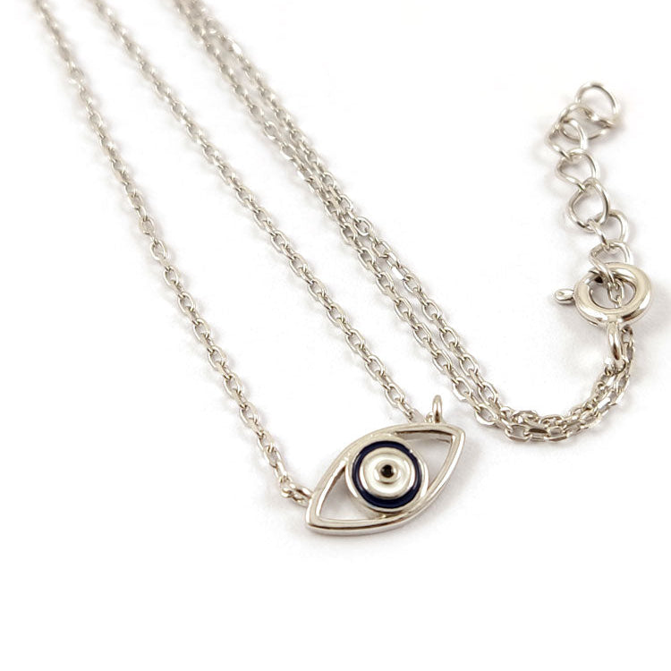 Sterling Silver 925 Enamel Evil Eye Necklace