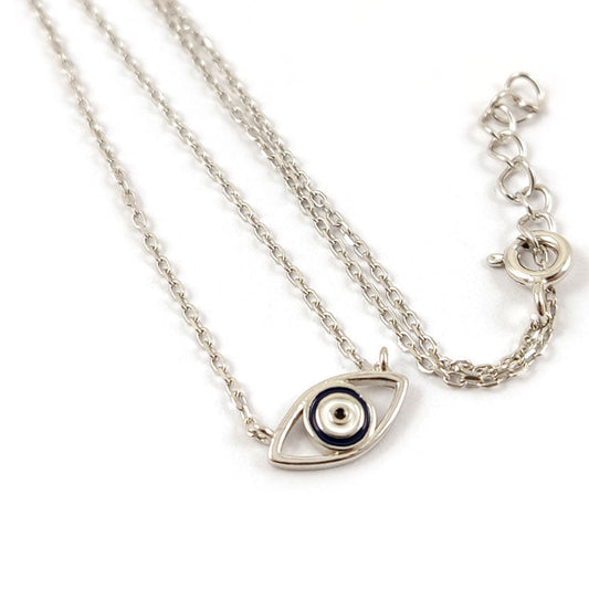 Sterling Silver 925 Enamel Evil Eye Necklace