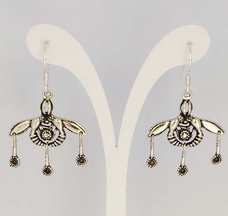 Sterling silver Malia bee earrings from Crete – front view
