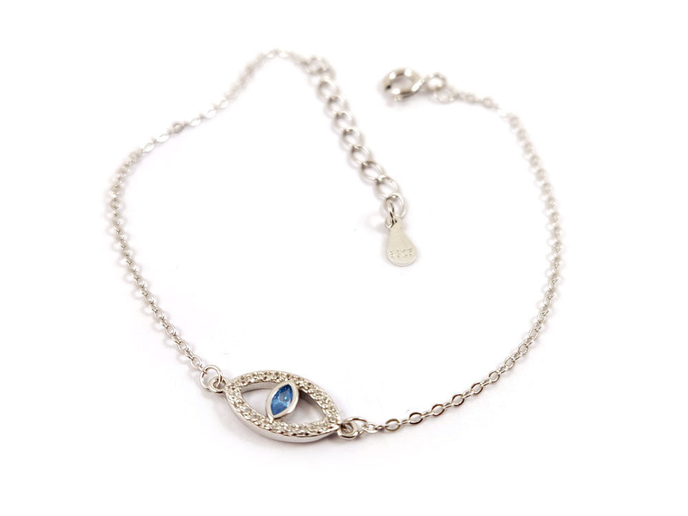 Greek silver jewelry - hallmarked 925 evil eye charm detail