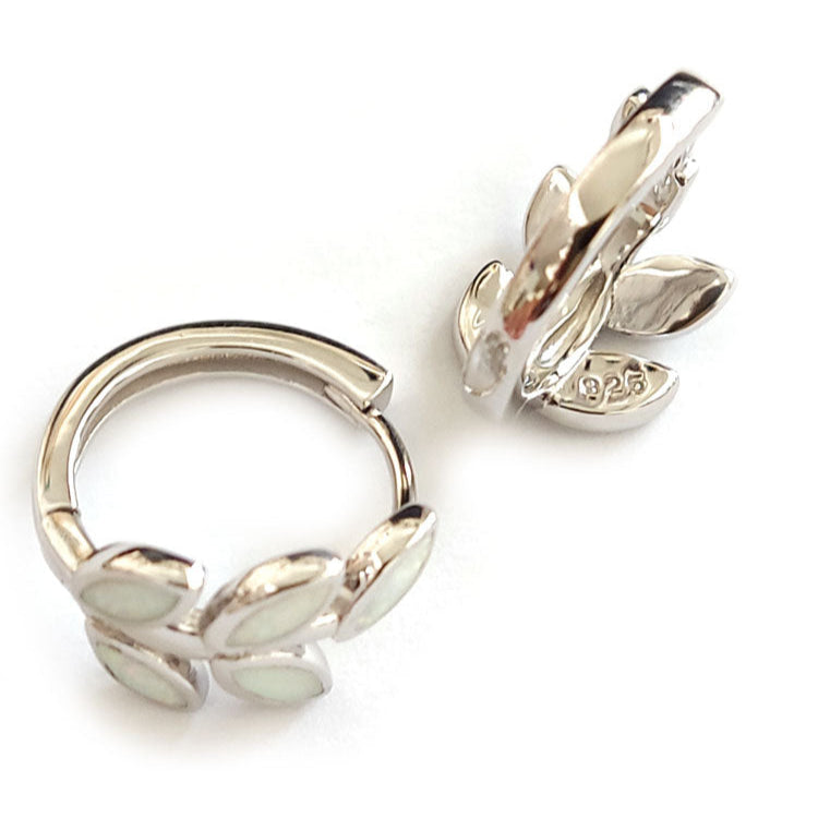 Greek silver jewelry 5 leaves design earrings