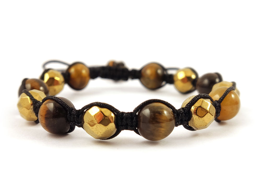 Luxury natural stone bracelet with black cord and adjustable fit