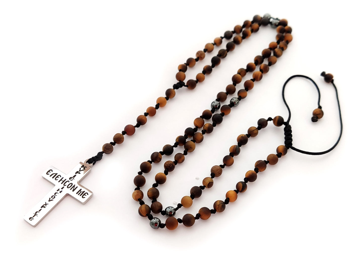Greek Cross Tiger Eye Necklace