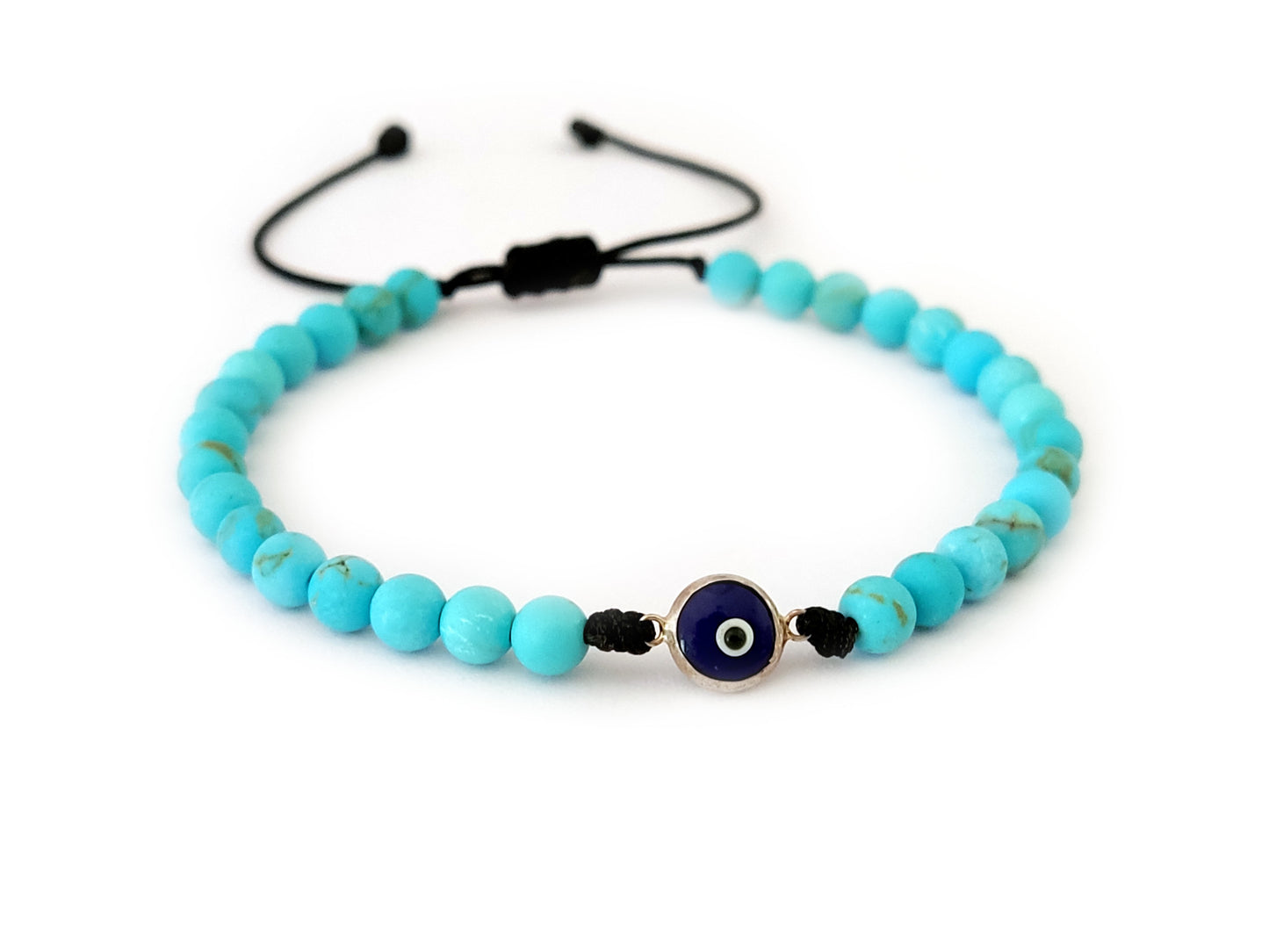 Greek Silver Blue Evil Eye Turquoise Bracelet