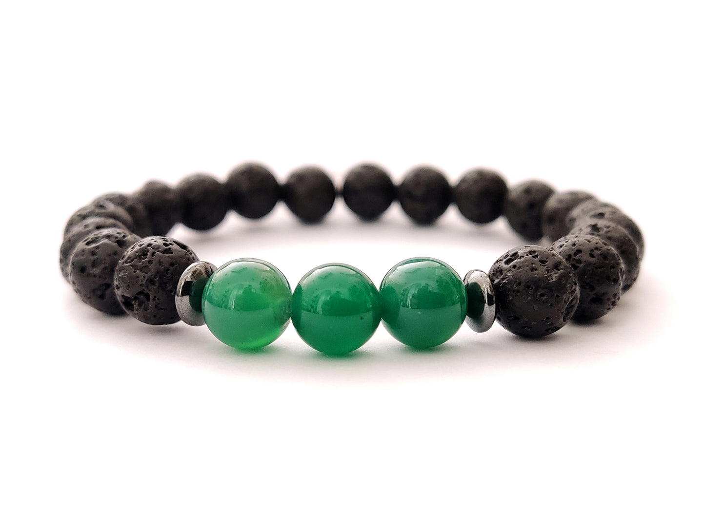 Greek Lava Green Agate Natural Stones Bracelet 8mm