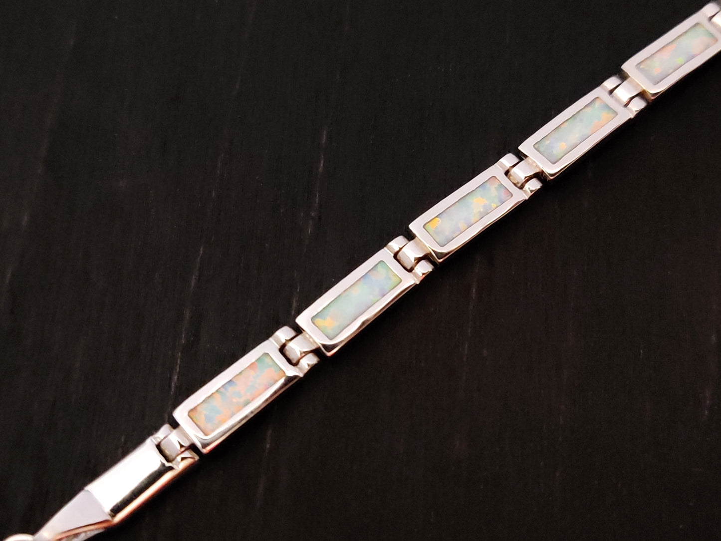 White Opal Silver Bracelet 4mm