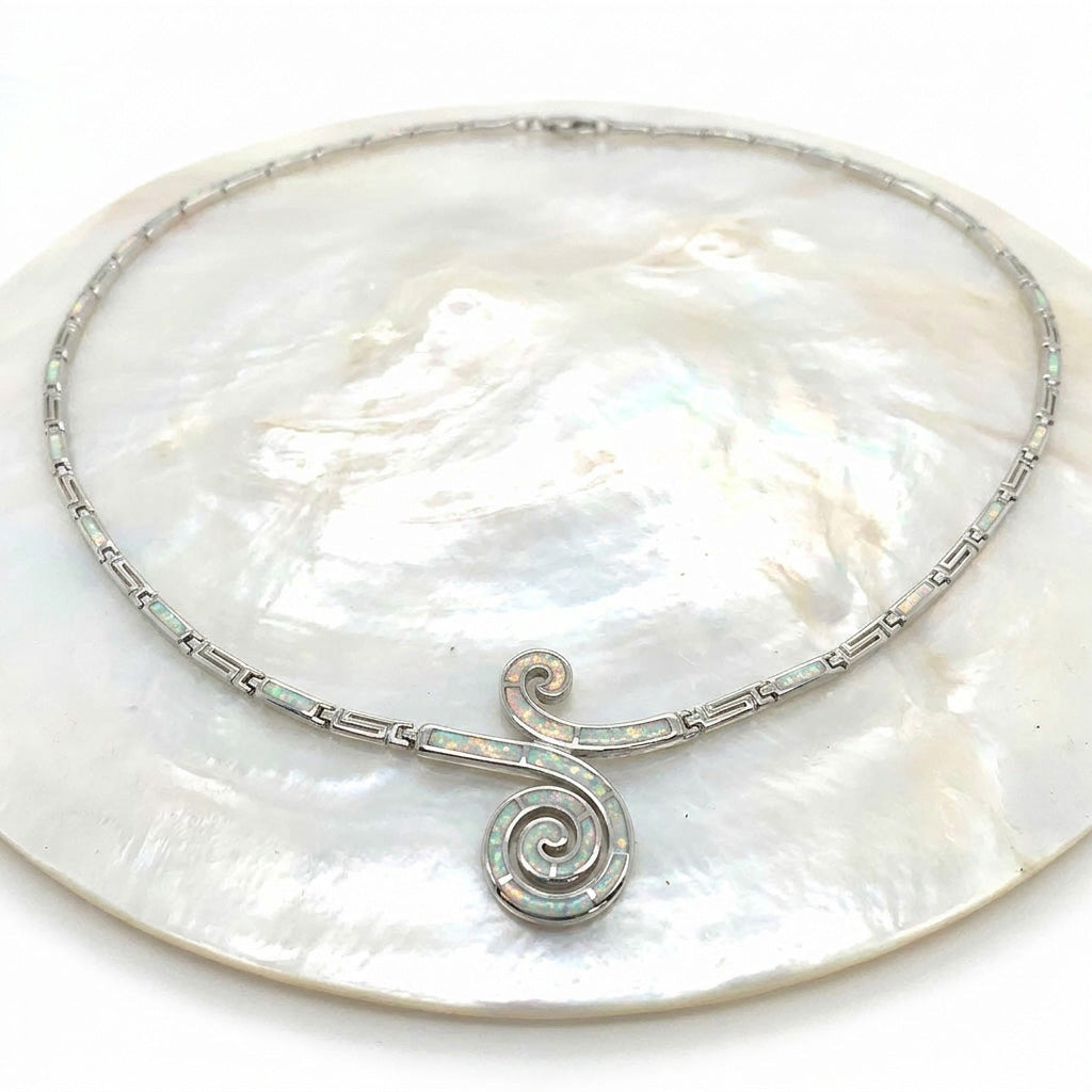 Greek handmade 925 silver necklace detail