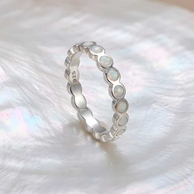Sterling Silver 925 White Opal Ring