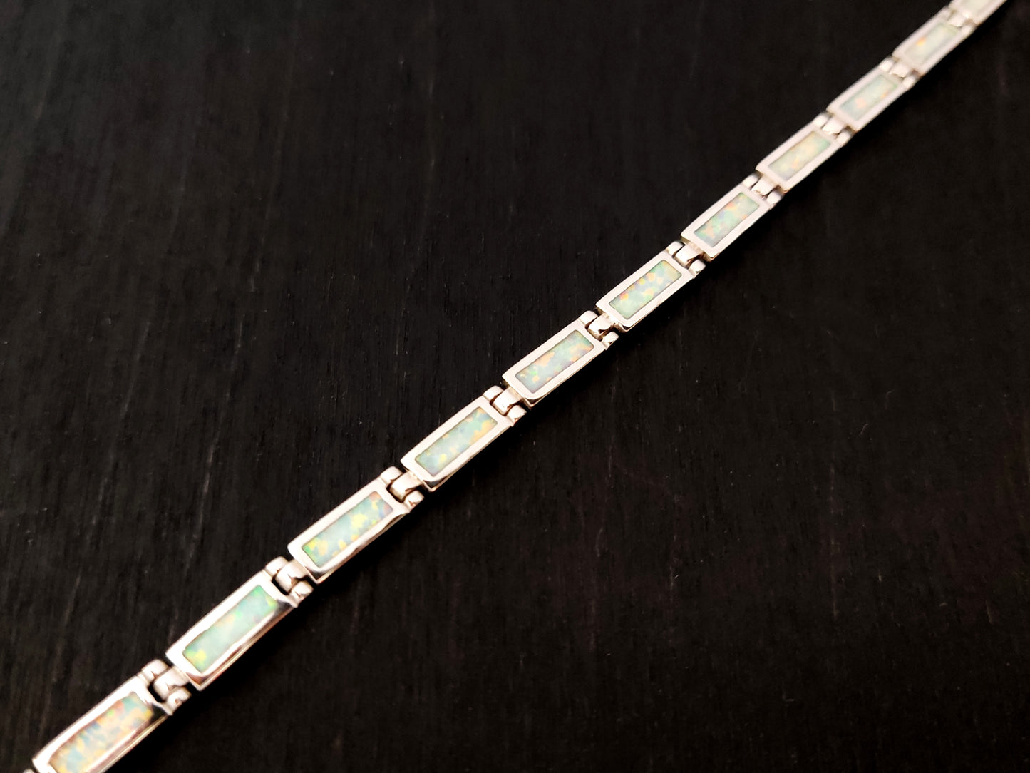 White Opal Silver Bracelet 4mm