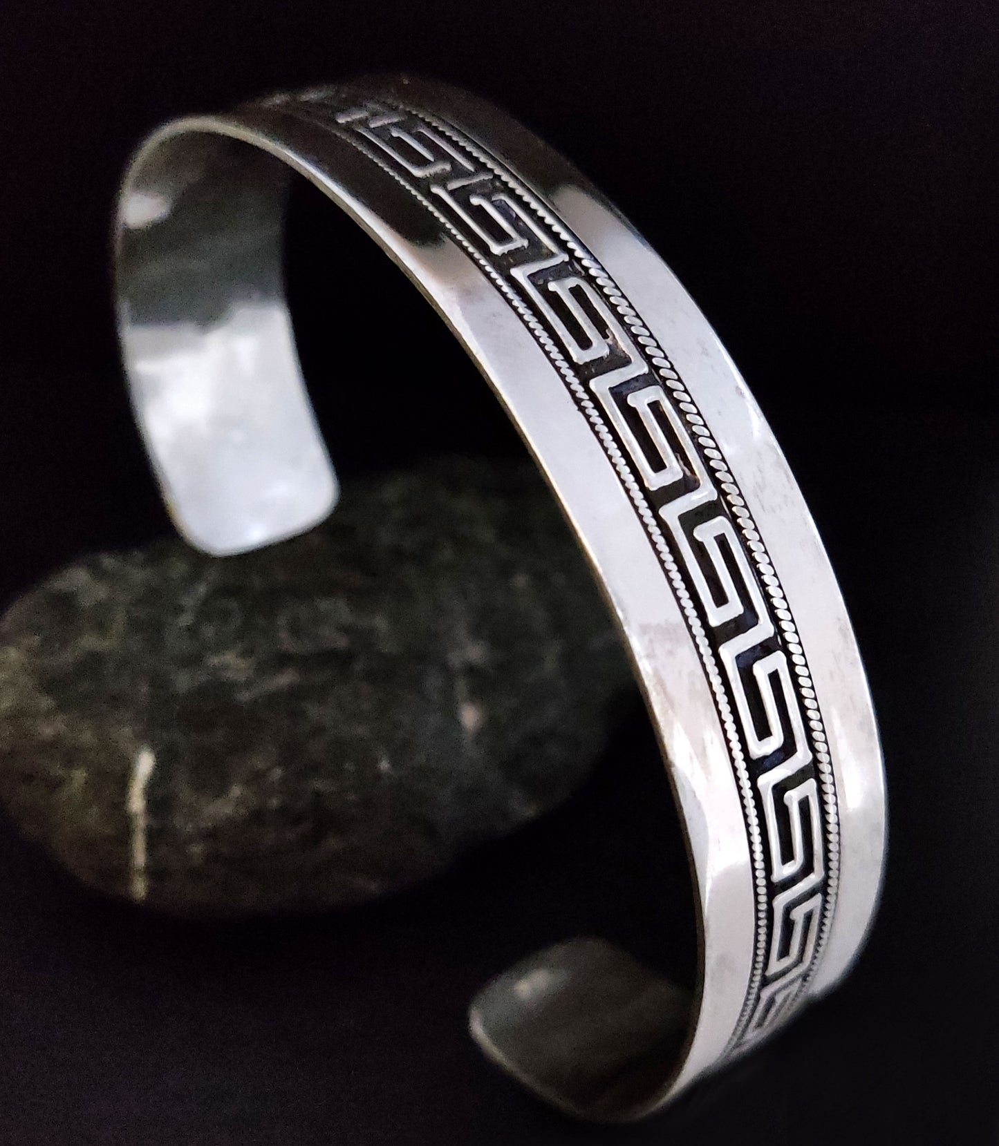 Greek Silver Bracelet Adjustable Men/Women 14mm