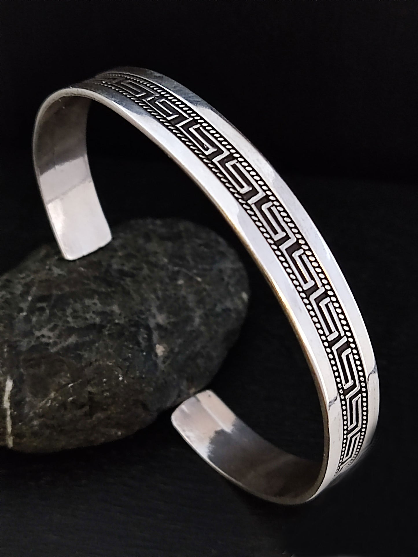 Greek Silver Bracelet Adjustable Men/Women 10mm