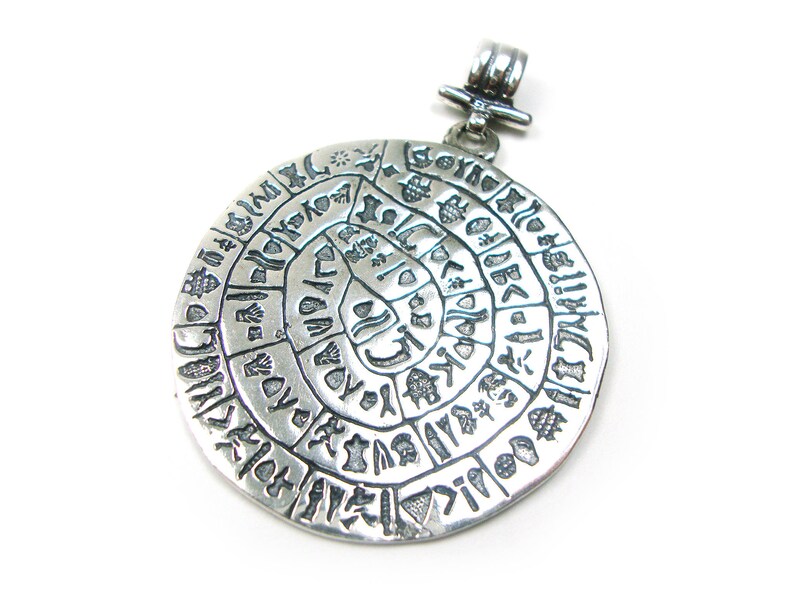 Phaistos Disc Greek Silver Pendant 43mm