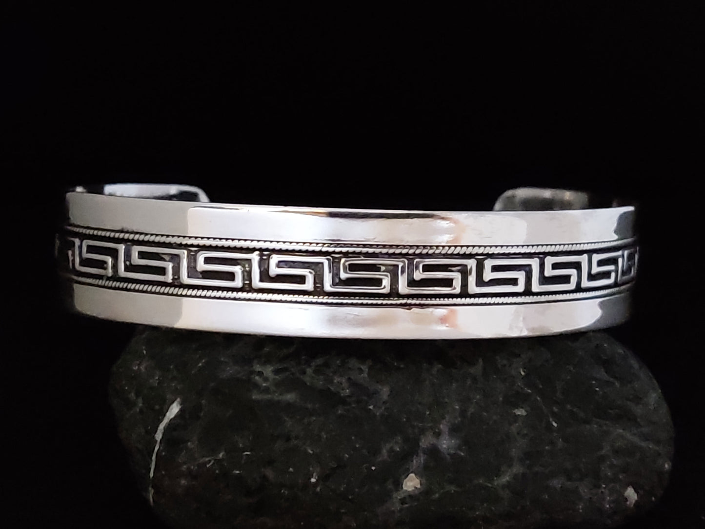 Greek Silver Bracelet Adjustable Men/Women 14mm