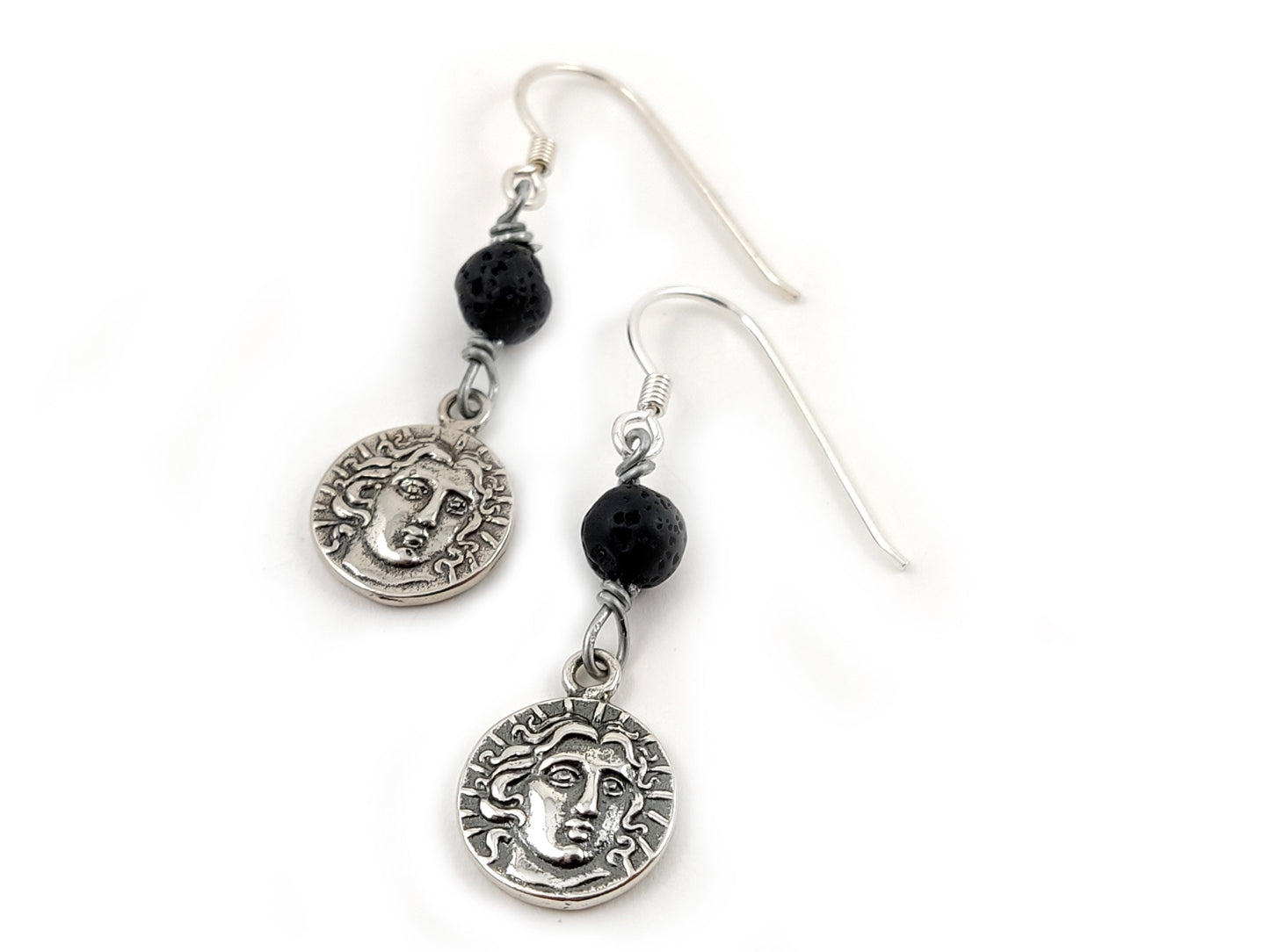 Greek Lava Silver Apollo Earrings