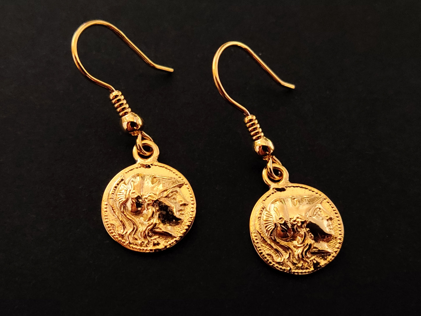 Athena Gold Plated Silver Dangle Earrings 13mm