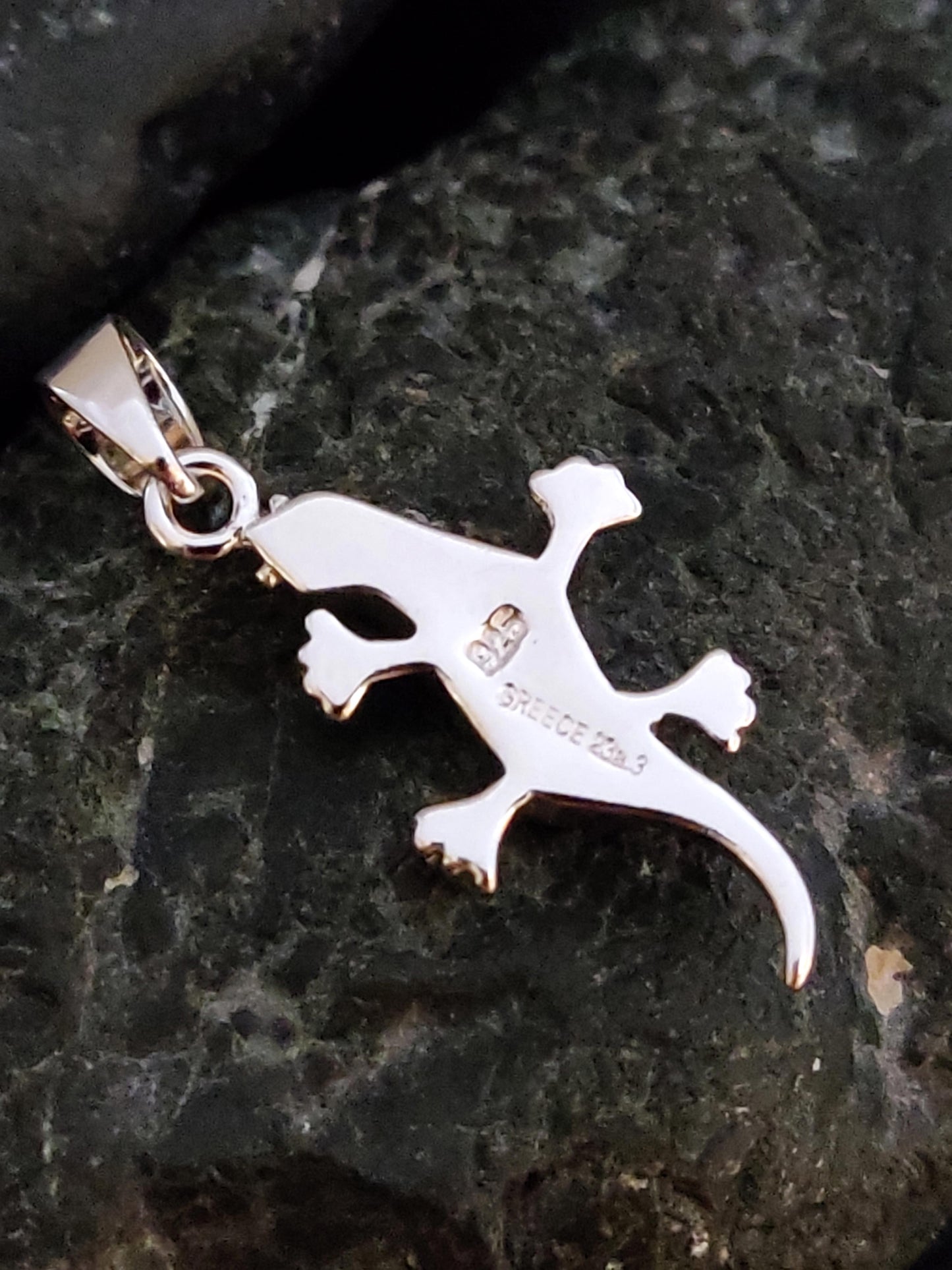 Blue Opal Silver Salamander Pendant 20x13mm