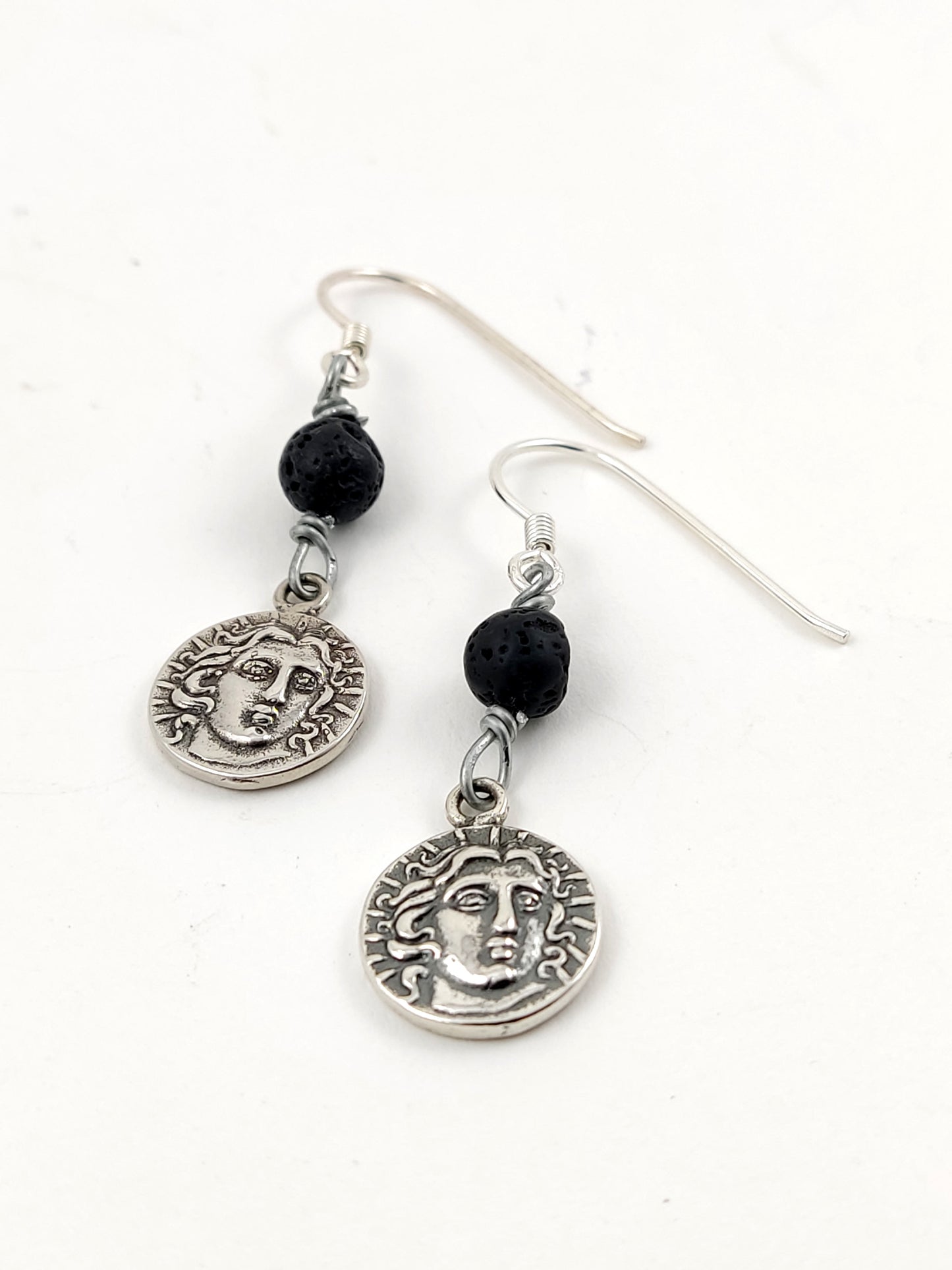 Greek Lava Silver Apollo Earrings