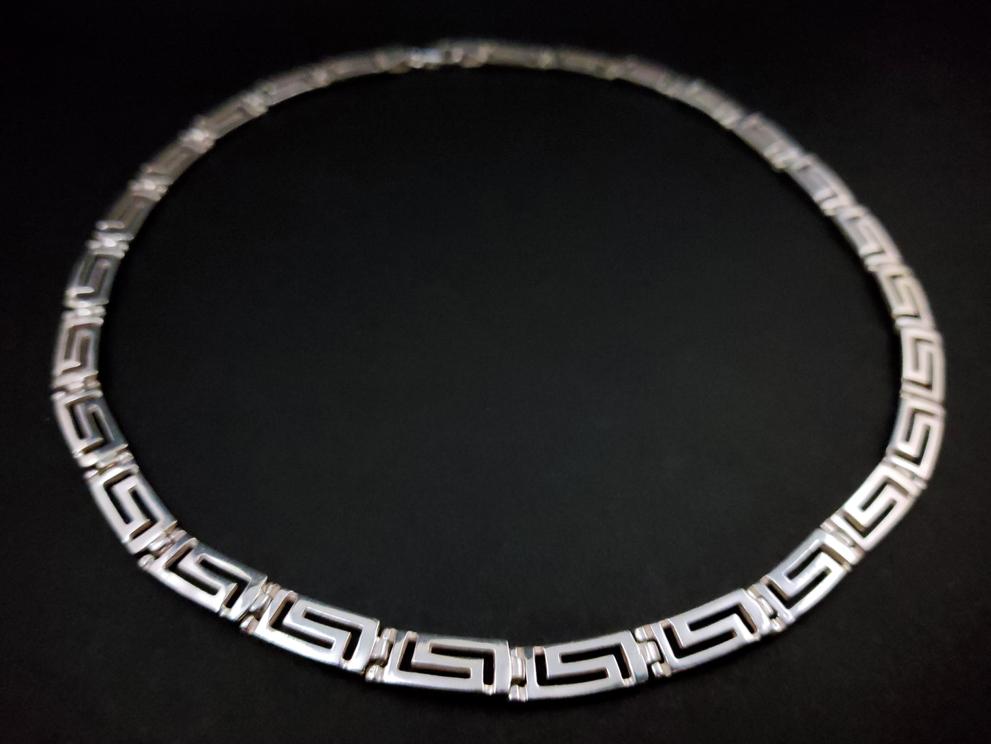 Greek Key Meander Silver Necklace 6mm