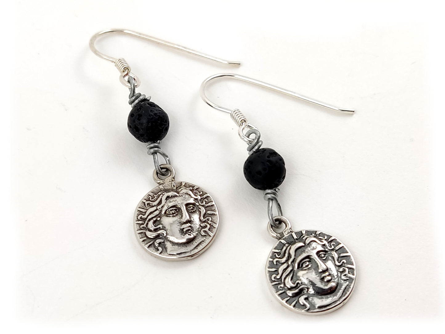 Greek Lava Silver Apollo Earrings