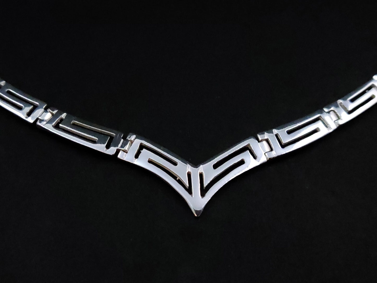 Greek Silver V Necklace