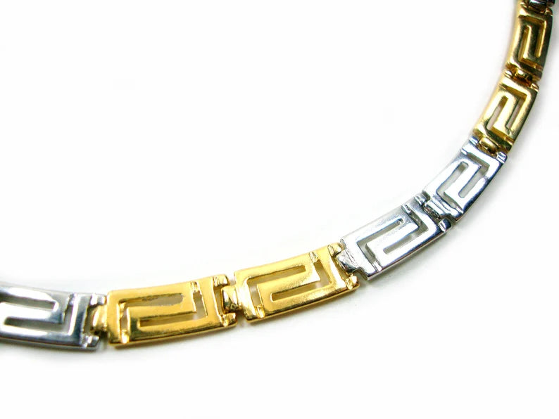 Collier en argent sterling 925 avec clé d'éternité grecque antique plaqué or 22 carats
