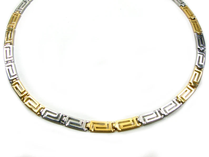 Collier en argent sterling 925 avec clé d'éternité grecque antique plaqué or 22 carats