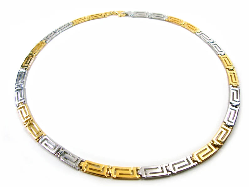 Collier en argent sterling 925 avec clé d'éternité grecque antique plaqué or 22 carats