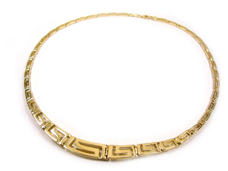Sterling Silver 925 Ancient Greek Eternity Key Meander Pattern Gradual Gold Plated Necklace