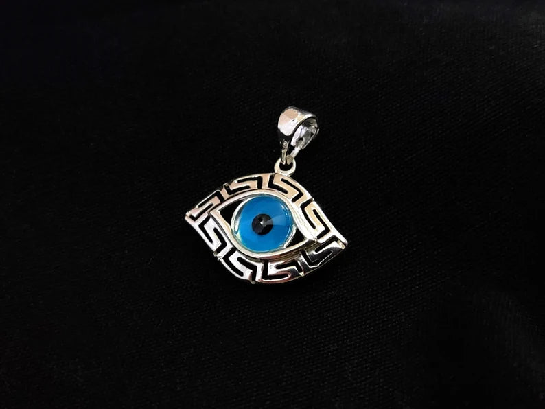 Silver Greek Evil Eye Pendant 24x17mm