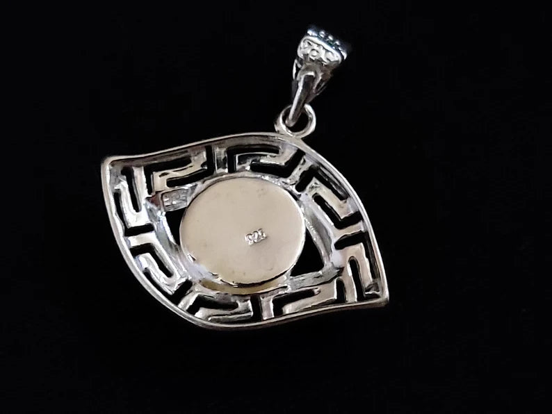 Silver Greek Evil Eye Pendant 24x17mm