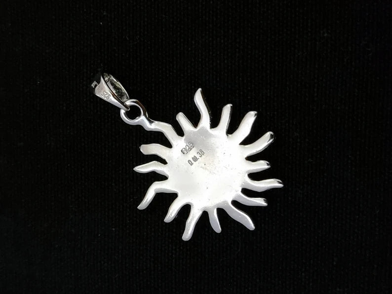 Sterling Silver 925 Blue Opal Greek Sun Helios Pendant 20mm