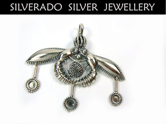 Sterling Silver 925 Ancient Greek Malia Bees Pendant 55 mm, Griechische Silber Anhanger, Greek Pendant, Greek Jewelry, Pendetif Grecques