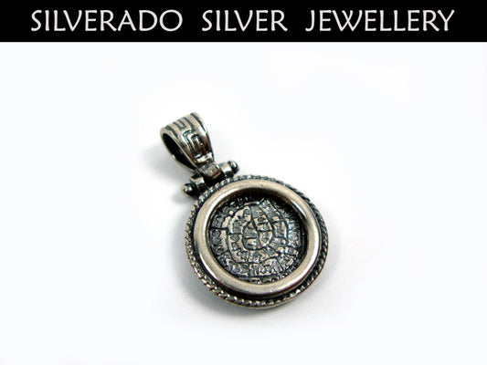 Sterling Silver 925 Ancient Greek Minoan Phaistos Disc Pendant 17 mm