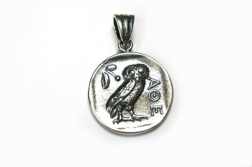 Goddess Athena Silver Pendant 19mm