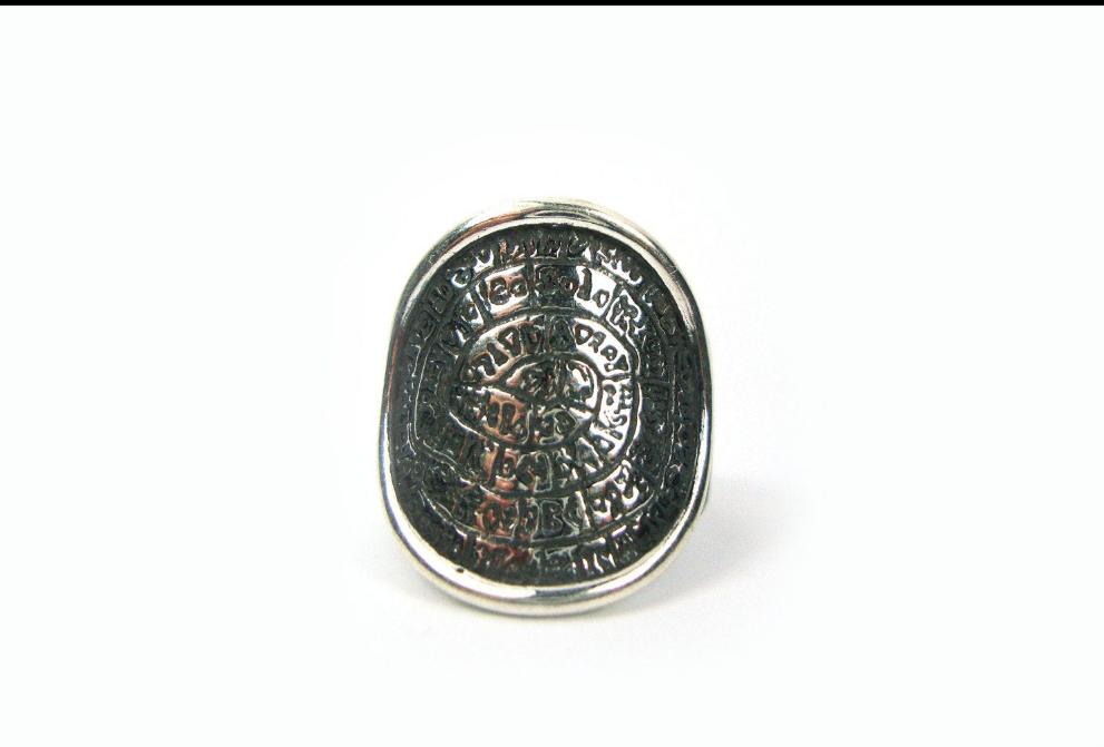 Phaistos Disc, Greek Ring, Sterling Silver 925 Ancient Greek Minoan Phaistos Disc 23mm Ring, Greek Jewelry, Minoan Ring, Phaistos Disc Ring