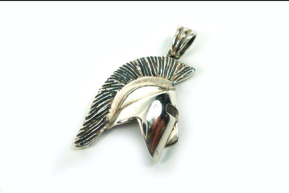 Sterling Silver 925 Ancient Greek Leonidas Spartan Half Flat Warrior Helmet, Sparta Ancient Greek 300 Armor Pendant, Griechische Anhanger