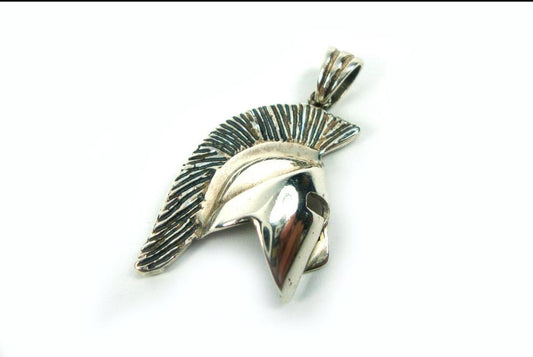 Sterling Silver 925 Ancient Greek Leonidas Spartan Half Flat Warrior Helmet, Sparta Ancient Greek 300 Armor Pendant, Griechische Anhanger