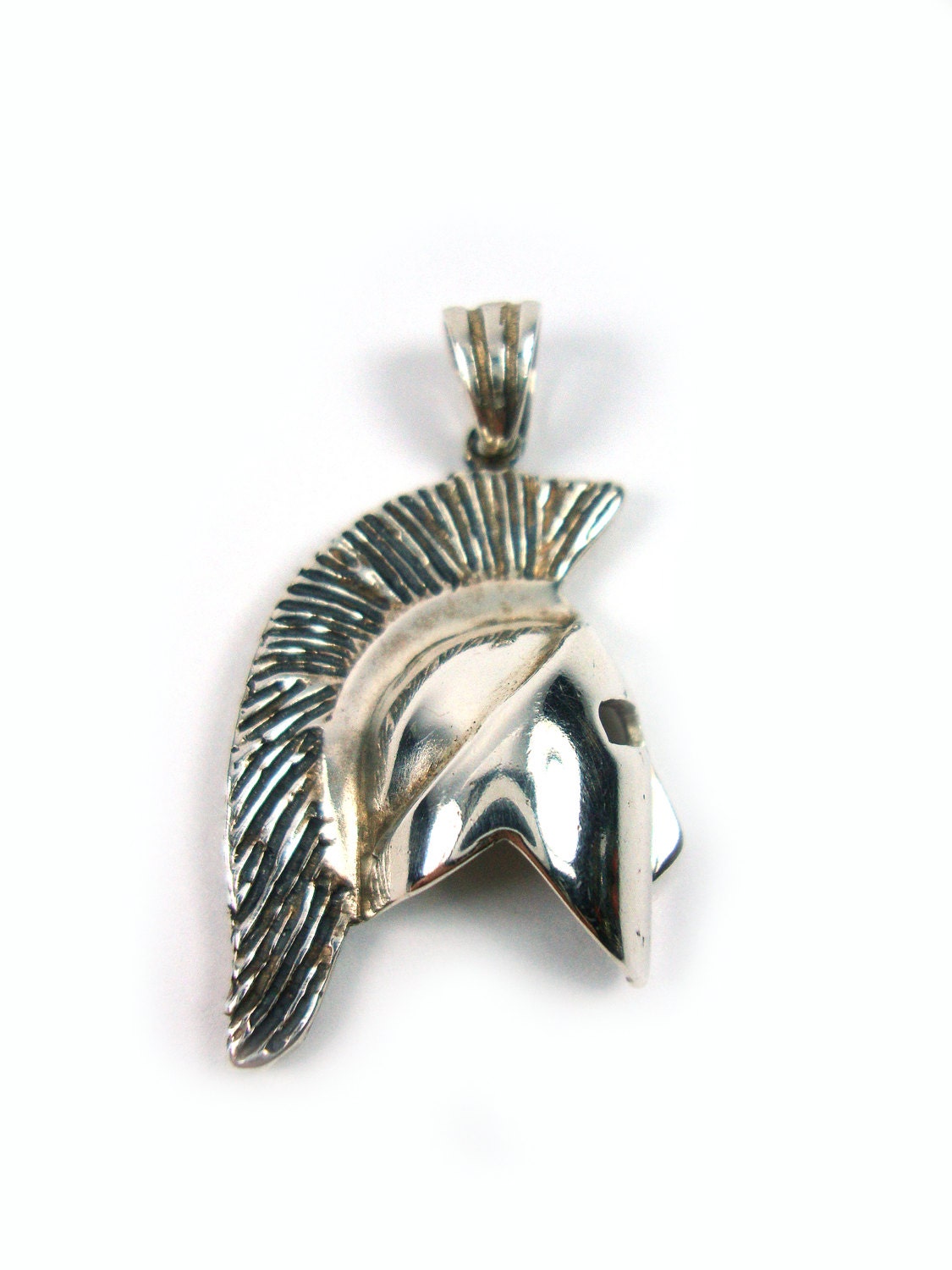 Sterling Silver 925 Ancient Greek Leonidas Spartan Half Flat Warrior Helmet, Sparta Ancient Greek 300 Armor Pendant, Griechische Anhanger