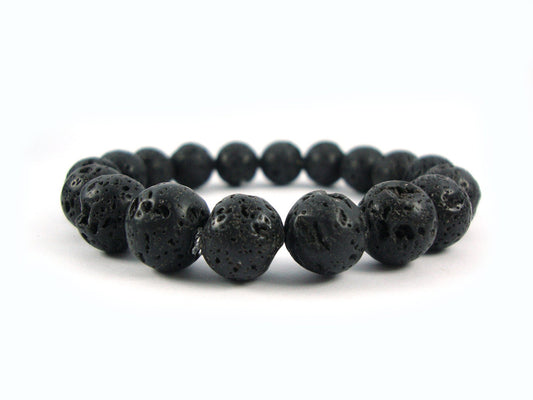 Bracelet de lave, Santorin grec lave volcanique naturelle grosses pierres 14mm hommes femmes unisexe, pierres de lave, lave volcanique, grec