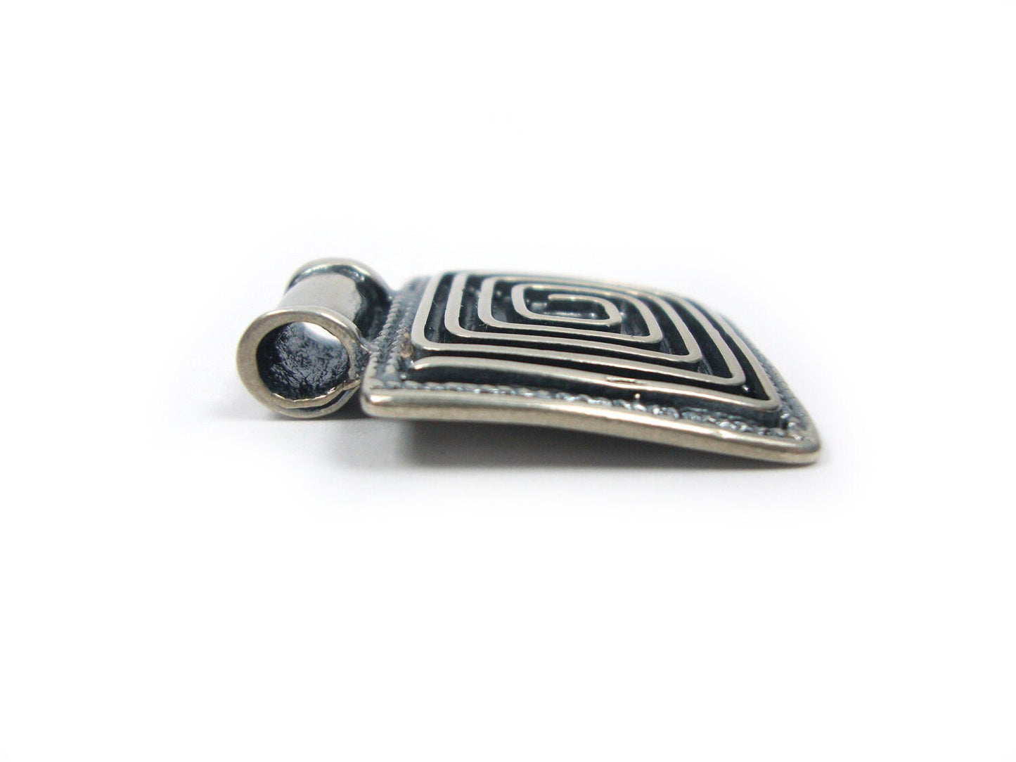 Greek Pendant, Meander Pendant, Greek Key Pendant, Greek Jewelry, Sterling Silver 925 Ancient Greek Key Oxidized Square Pendant 24x24mm