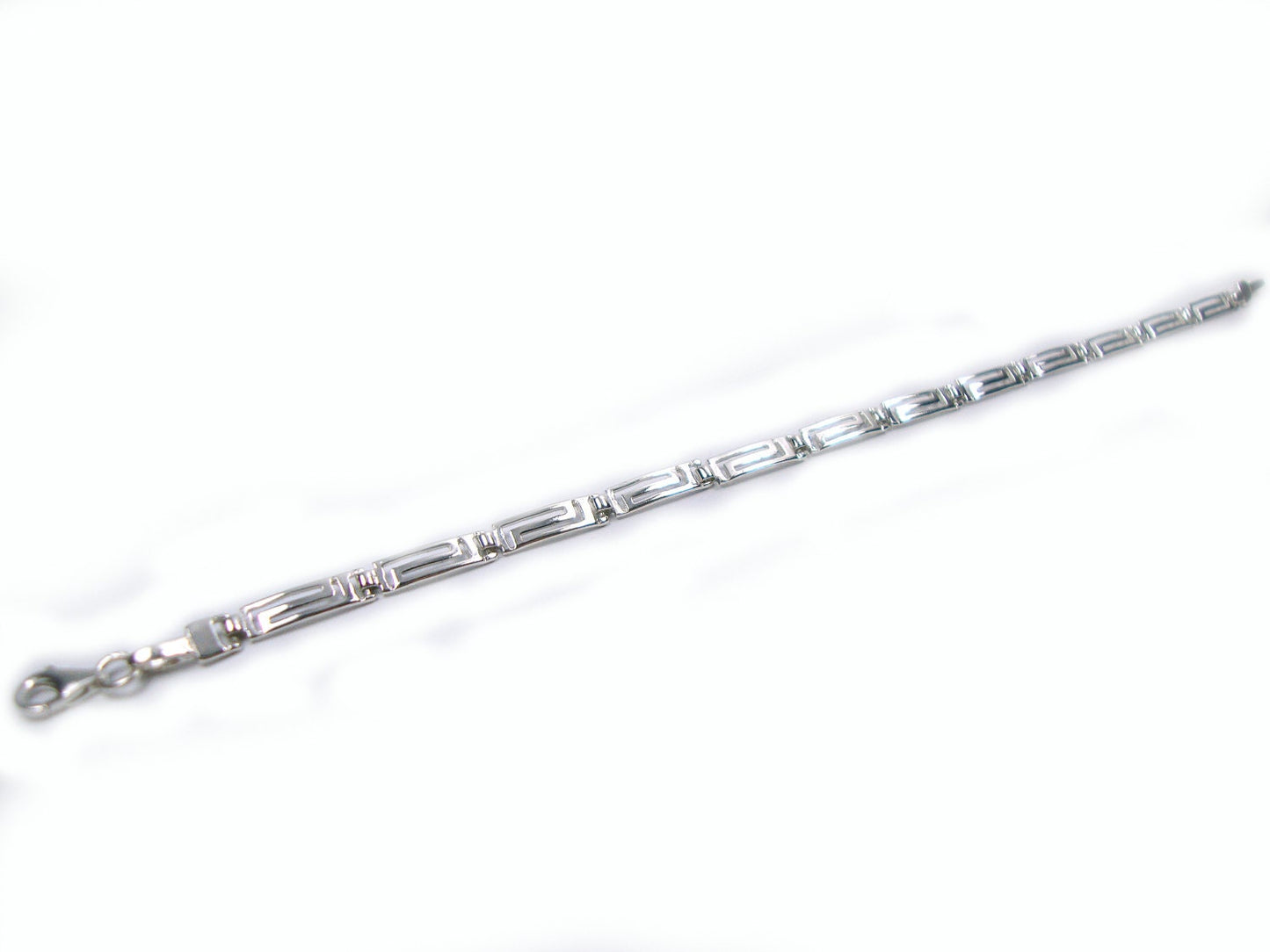 Greek Bracelet, Sterling Silver 925 Ancient Greek Eternity Meander Key Fine Bracelet 16-22cm, Silber Griechisches Armband, Bracelet Grecque