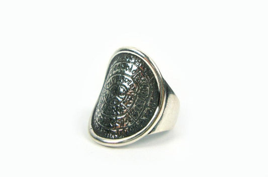 Phaistos Disc, Greek Ring, Sterling Silver 925 Ancient Greek Minoan Phaistos Disc 23mm Ring, Greek Jewelry, Minoan Ring, Phaistos Disc Ring